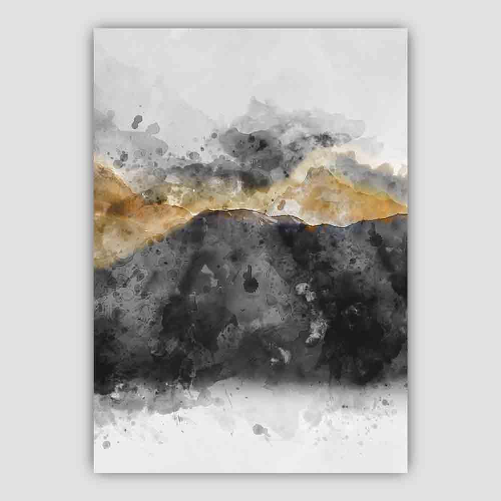 Schwarz-gelber Aquarell-Bergkunstdruck Nr. 3