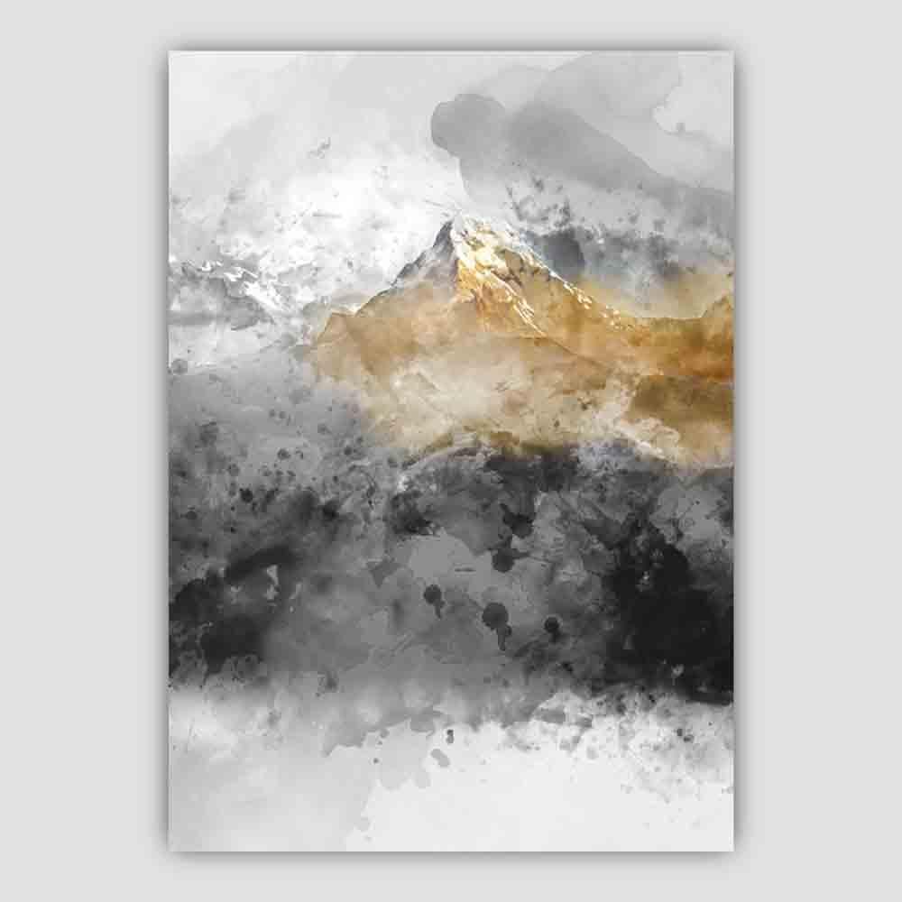 Schwarz-gelber Aquarell-Bergkunstdruck Nr. 2