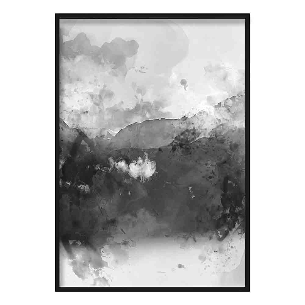 Schwarz-gelber Aquarell-Bergkunstdruck Nr. 1