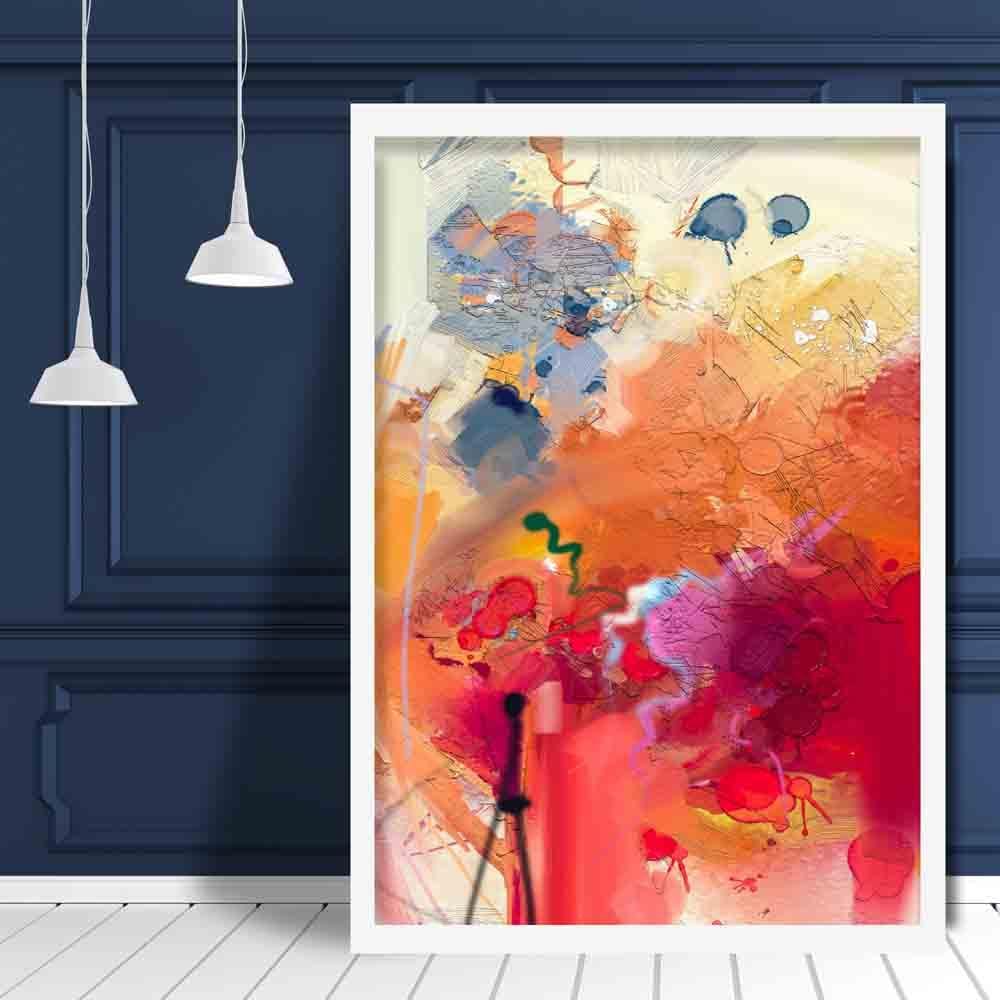 Abstrakter, farbenfroher Graffiti-Kunstdruck in Pink und Orange Nr. 3
