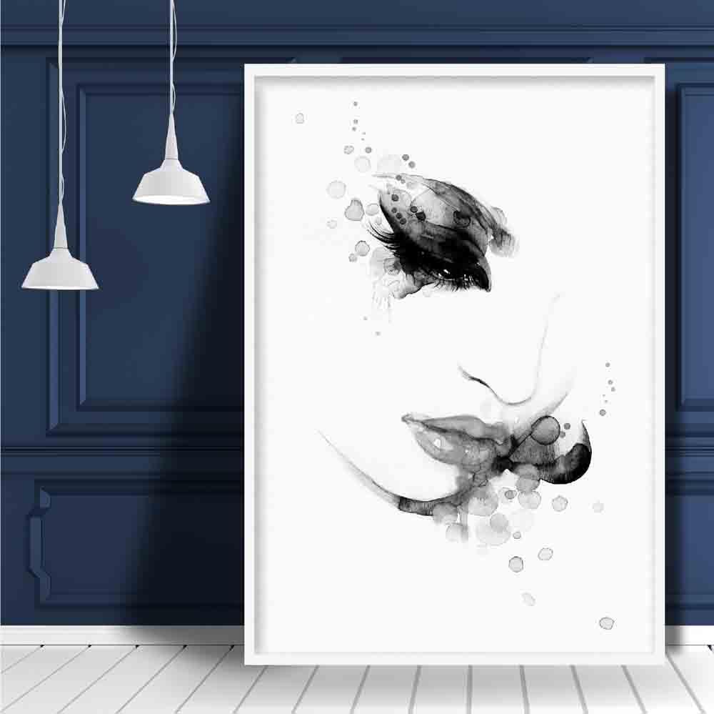Abstrakte Aquarell-Modeillustrationen, Gesichtsdrucke