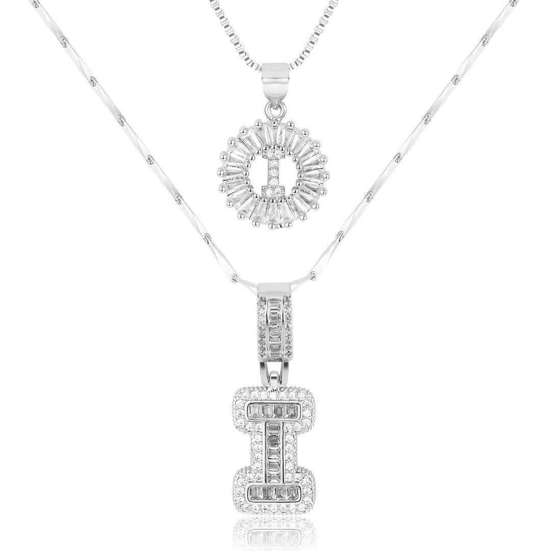 Karnz | 2pc 14k Diamant Buchstaben Initialen Halsketten