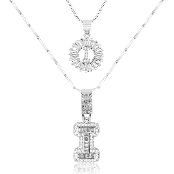 Karnz | 2pc 14k Diamant Buchstaben Initialen Halsketten