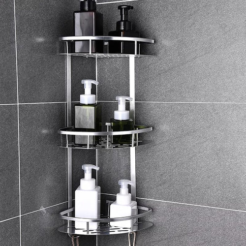 3-lagiges Eckregal aus Aluminium fürs Badezimmer