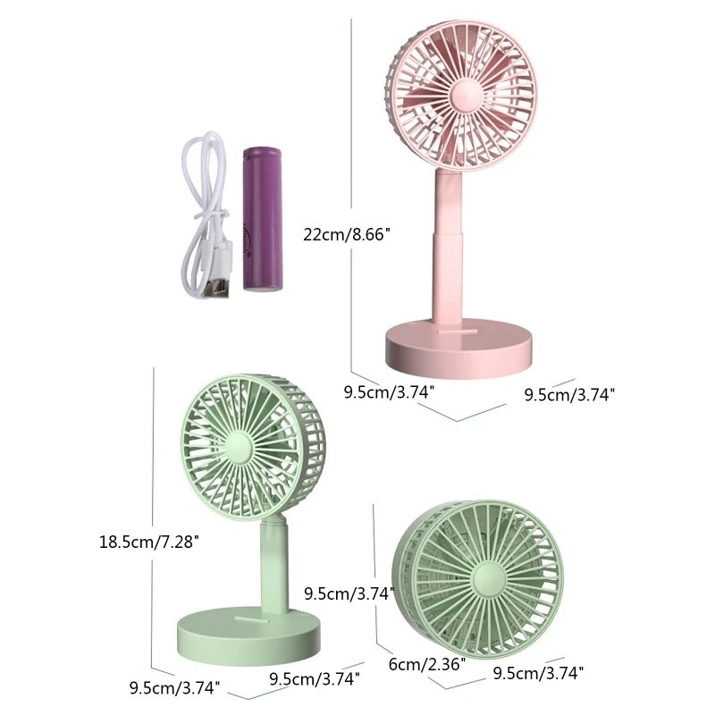 Zusammenklappbarer teleskopischer Ladeventilator, minimalistisches, tragbares Mini-Desktop | Karnz