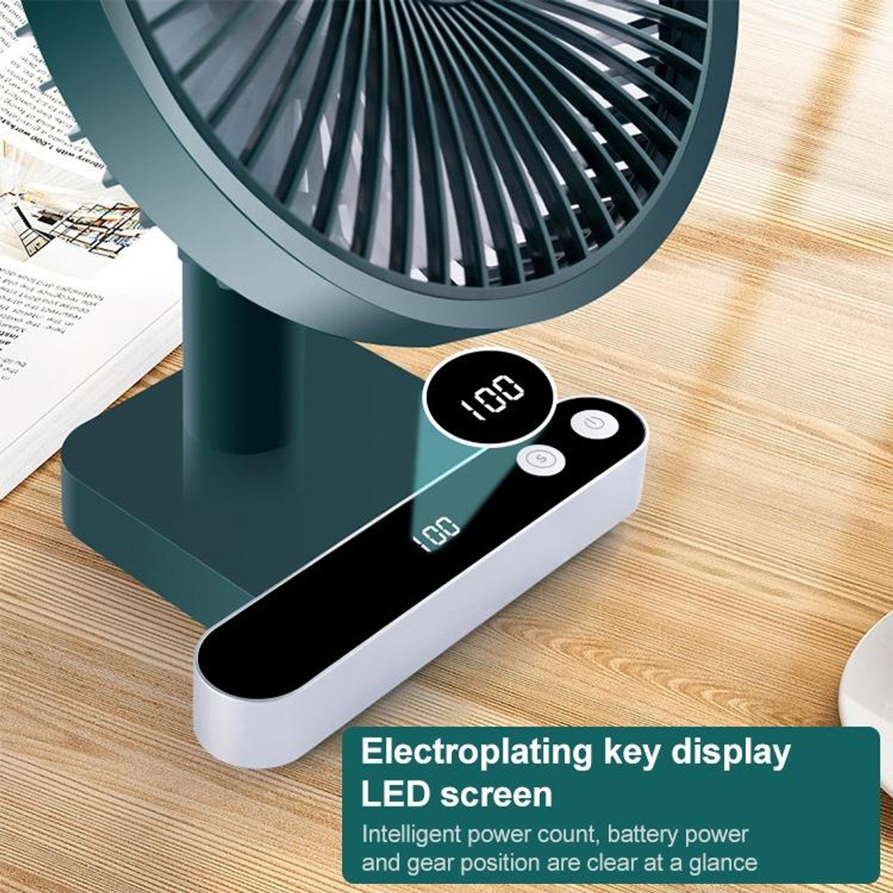 F702 Automatischer schüttelnder Desktop-Elektroventilator mit LED-Anzeige | Karnz