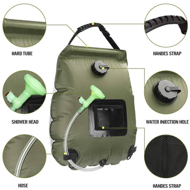 ZonFlow Faltbare Outdoor-Duschtasche – 20L Solarheizung | Karnz