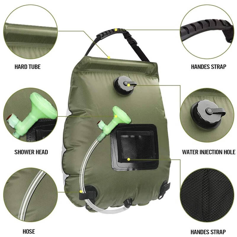 ZonFlow Faltbare Outdoor-Duschbeutel – 20L Solarheizung | Karnz
