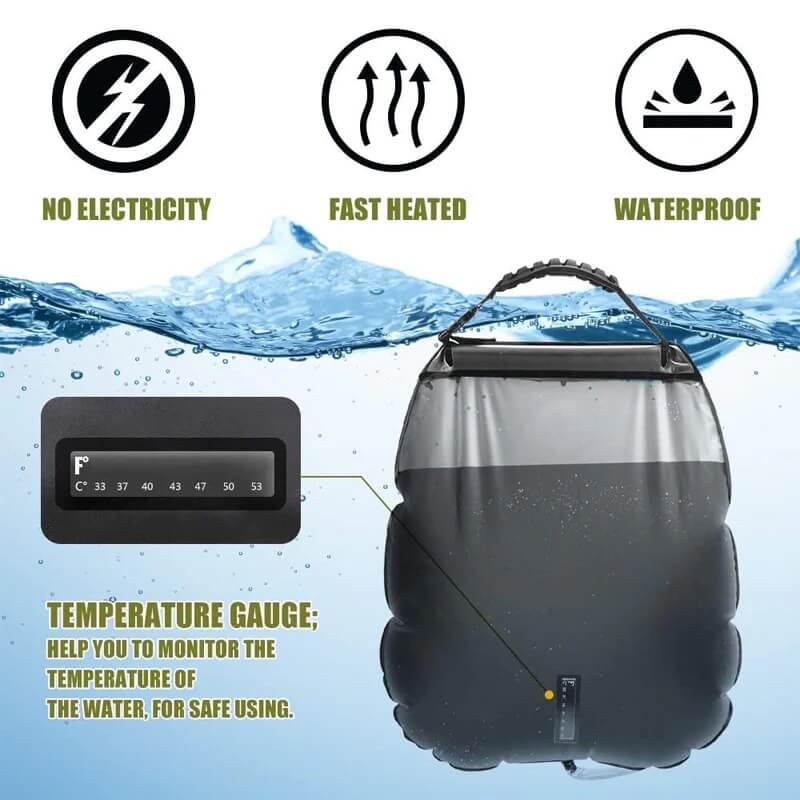 ZonFlow Faltbare Outdoor-Duschbeutel – 20L Solarheizung | Karnz