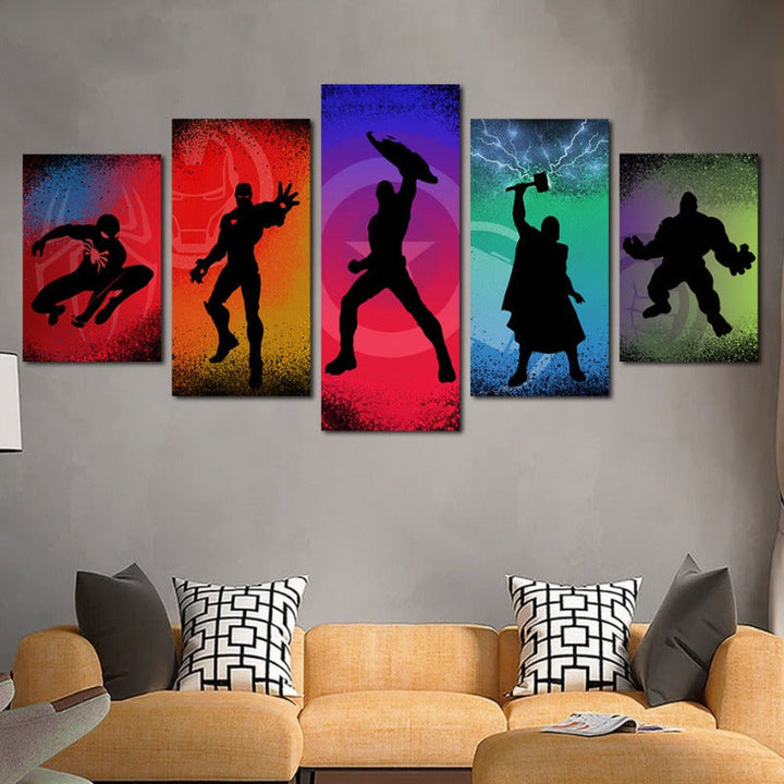 Marvel Superhelden Silhouetten - Leinwand Wandkunst Malerei