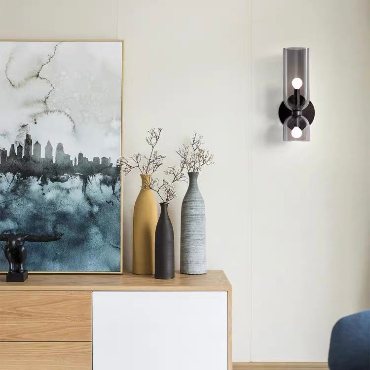 Glaswandleuchte mit Doppellampen-Design