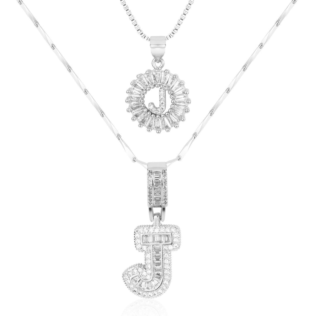 Karnz | 2pc 14k Diamant Buchstaben Initialen Halsketten