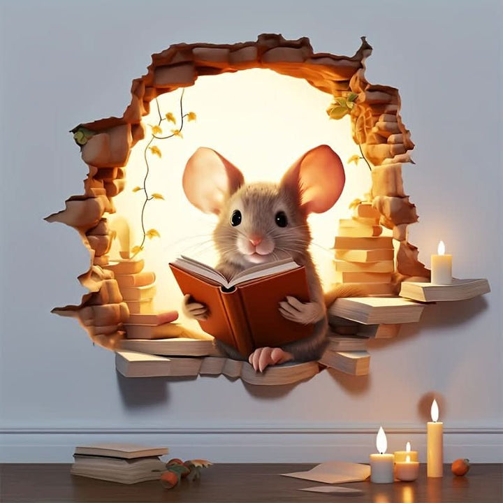 DecoraMice 3D-Cartoon-Wandtattoos | Niedliche Maus-Wandtattoos für Kinderzimmer und Wohnräume