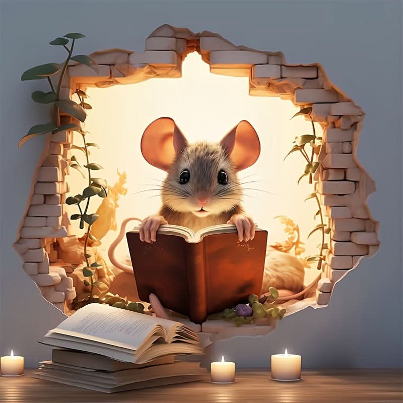 DecoraMice 3D-Cartoon-Wandtattoos | Niedliche Maus-Wandtattoos für Kinderzimmer und Wohnräume