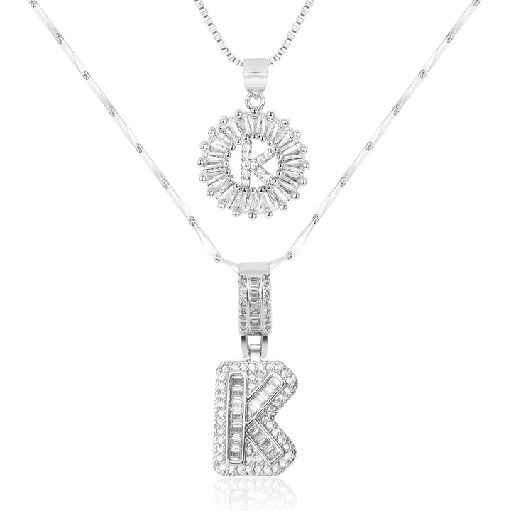 Karnz | 2pc 14k Diamant Buchstaben Initialen Halsketten