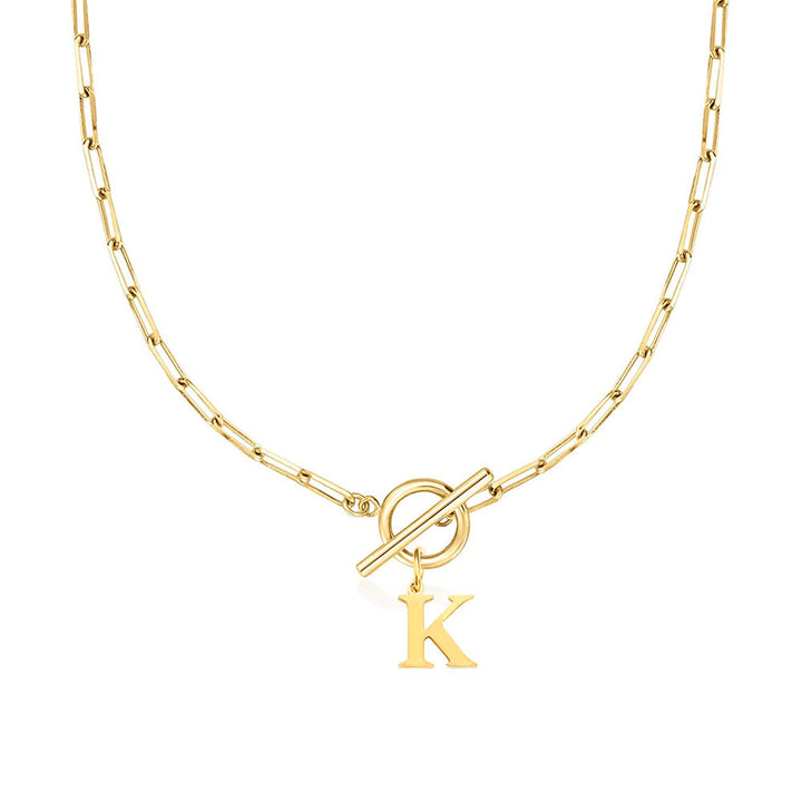 Karnz | Paperclip Buchstaben Initial Kreis Schloss Halskette