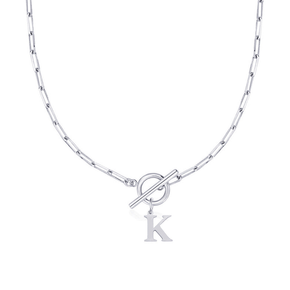 Karnz | Paperclip Buchstaben Initial Kreis Schloss Halskette
