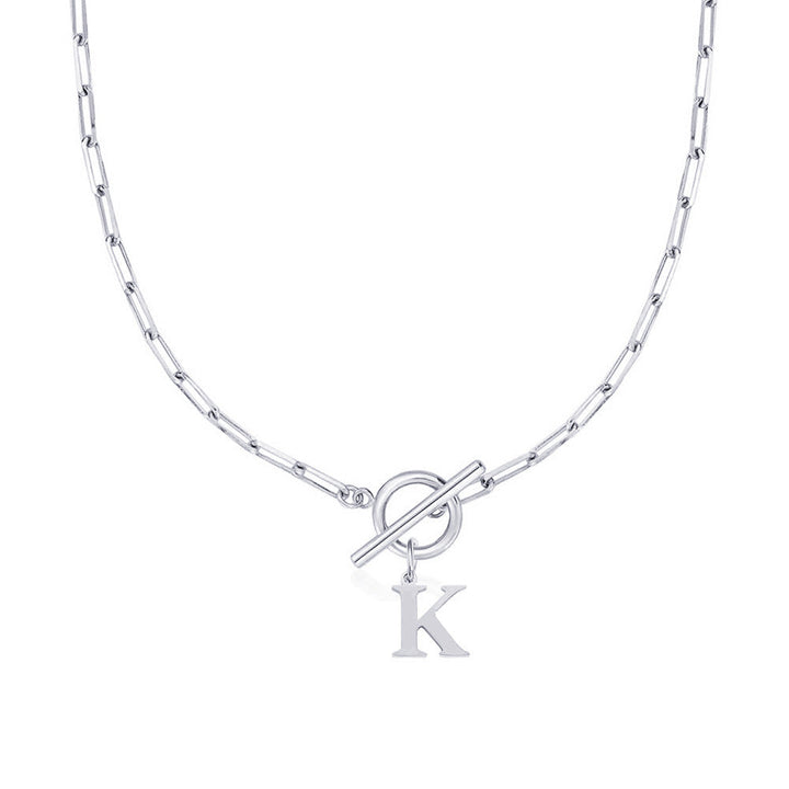 Karnz | Paperclip Buchstaben Initial Kreis Schloss Halskette