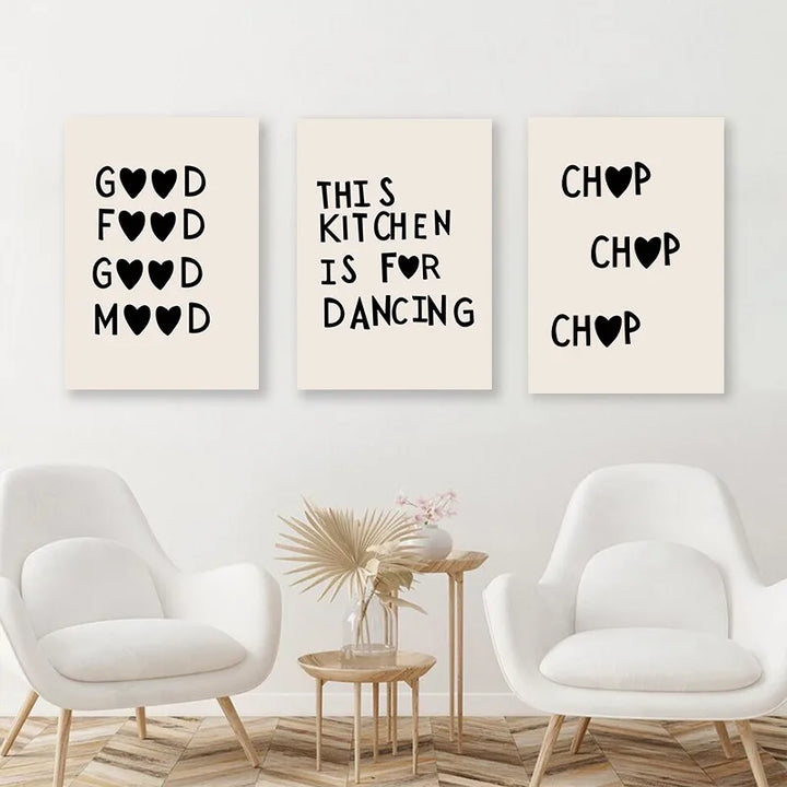Küchenkochliebe-Zitate-Wandkunst Feine Kunst Leinwanddrucke Minimalistische Moderne Typografische Poster Bilder Für Küchen-Esszimmer-Café-Kunstdekoration