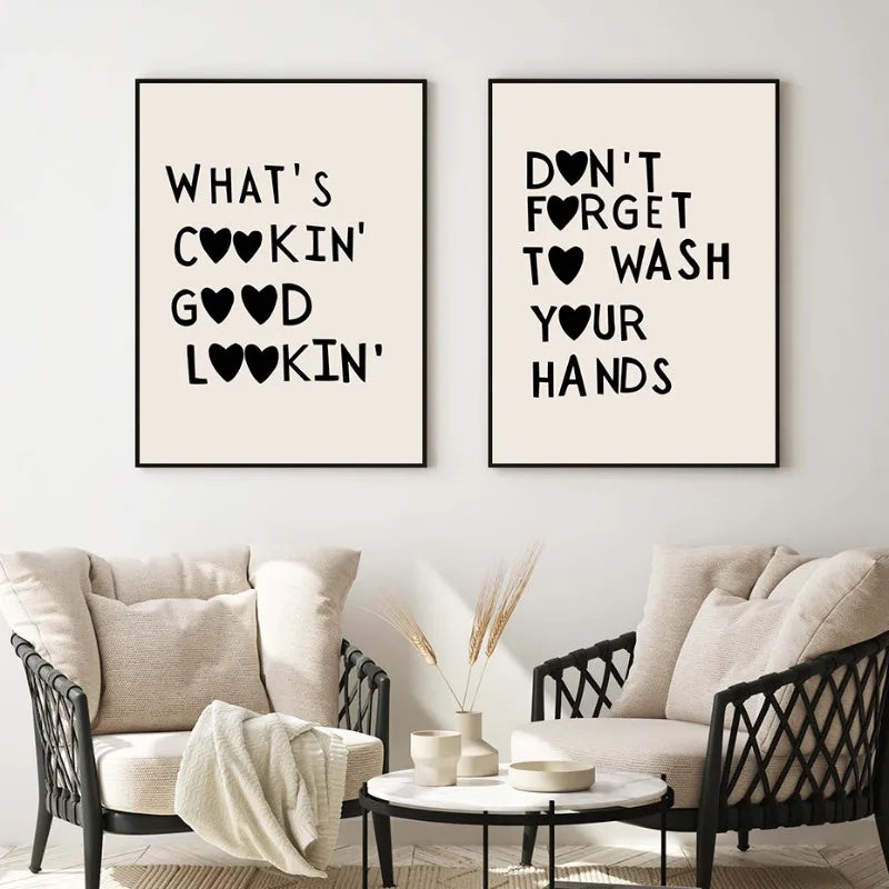 Küchen Koch Liebe Zitate Wandkunst Feine Kunst Leinwanddrucke Minimalistisch Modern Typografische Poster Bilder Für Küche Esszimmer Café Kunst Deko | Karnz