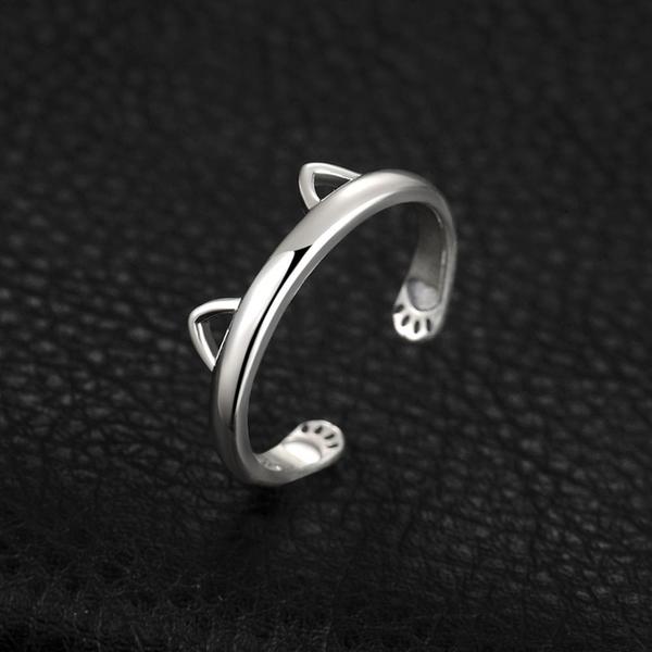 Kitty Ohr Pfote Umarmung 925 Silberring | Karnz