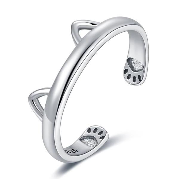 Kitty Ohr Pfote Umarmung 925 Silberring | Karnz