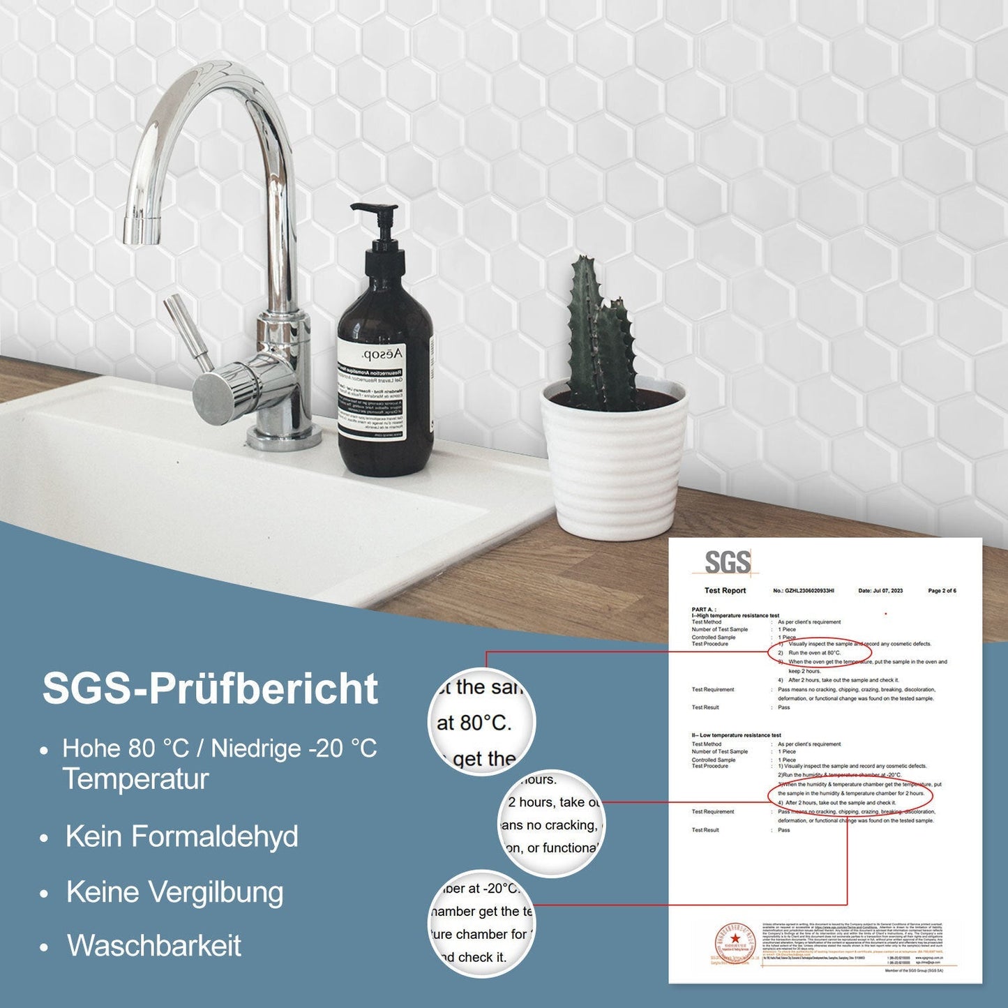 Klebefliesen Selbstklebend 10er Set Hexagon | Karnz