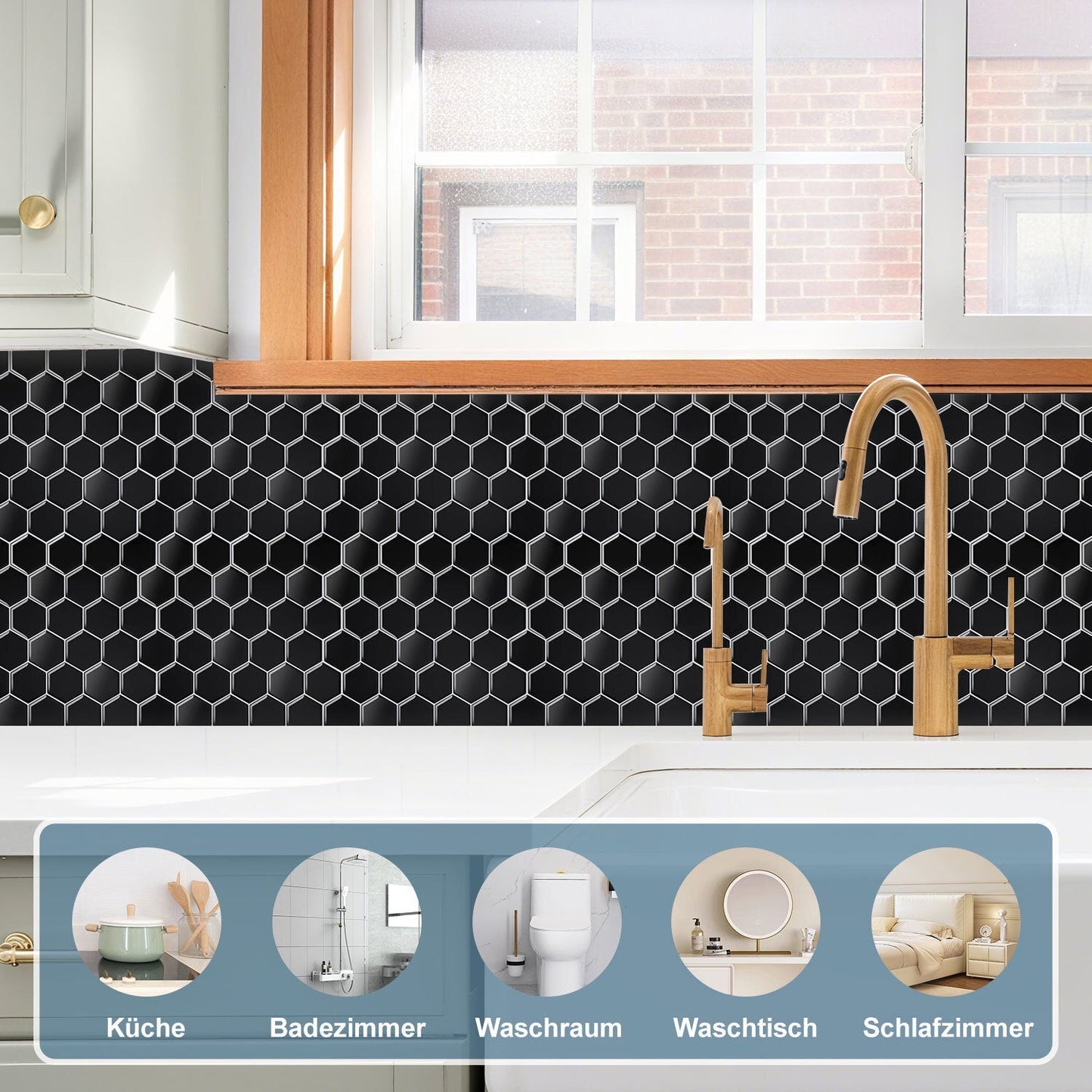 Klebefliesen Selbstklebend 10er Set Hexagon | Karnz