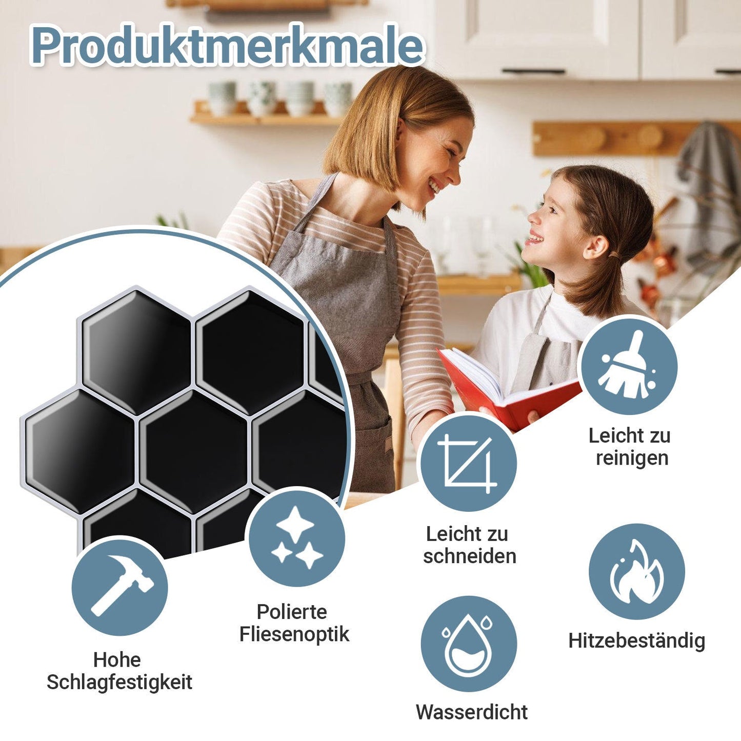 Klebefliesen Selbstklebend 10er Set Hexagon | Karnz