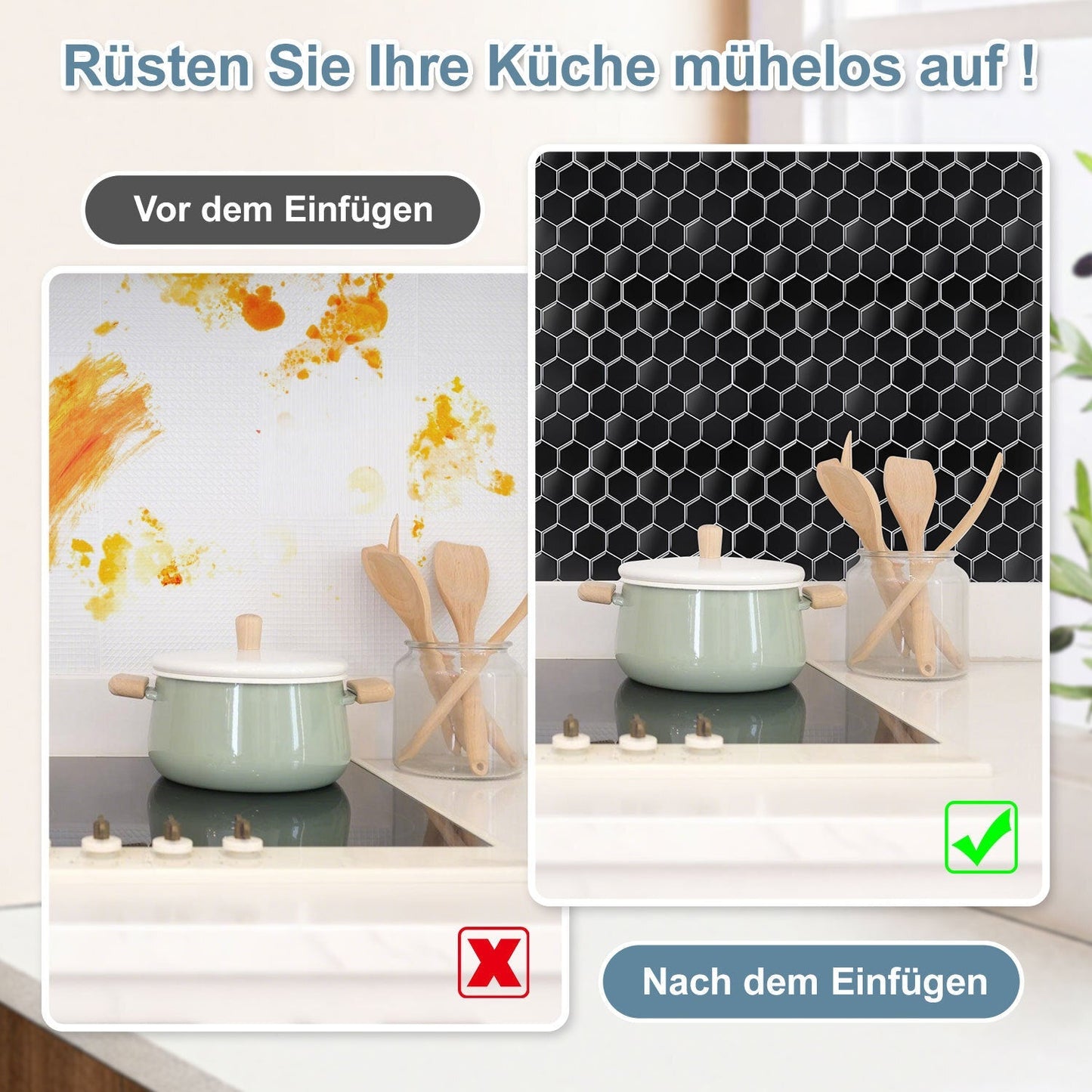 Klebefliesen Selbstklebend 10er Set Hexagon | Karnz