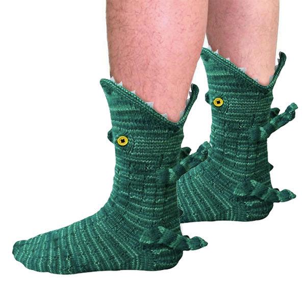 Strick-Krokodil-Bissocken Hausschuhe | Karnz