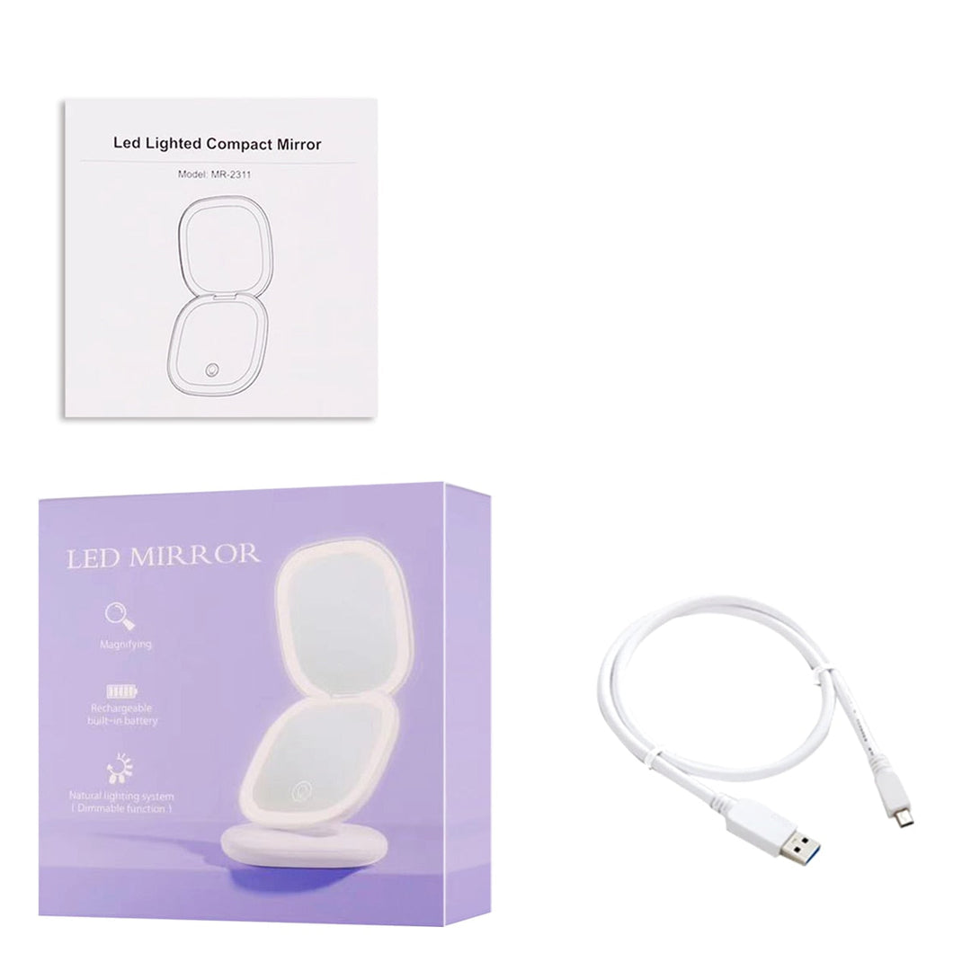 Kompakter LED-Schminkspiegel mit doppelter Vergrößerung (1x und 10x)