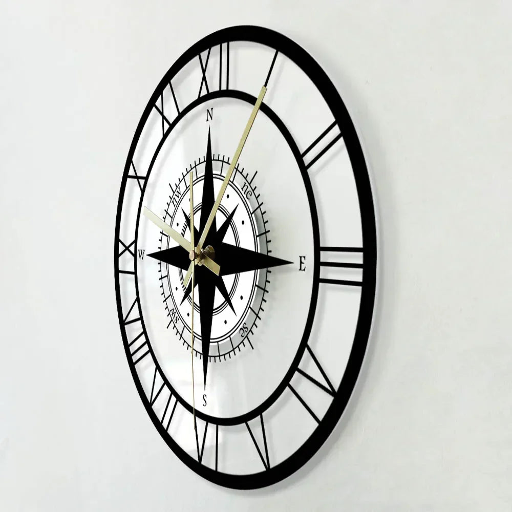 Richtungsdiagramm - Nautische Kompass-Wanduhr