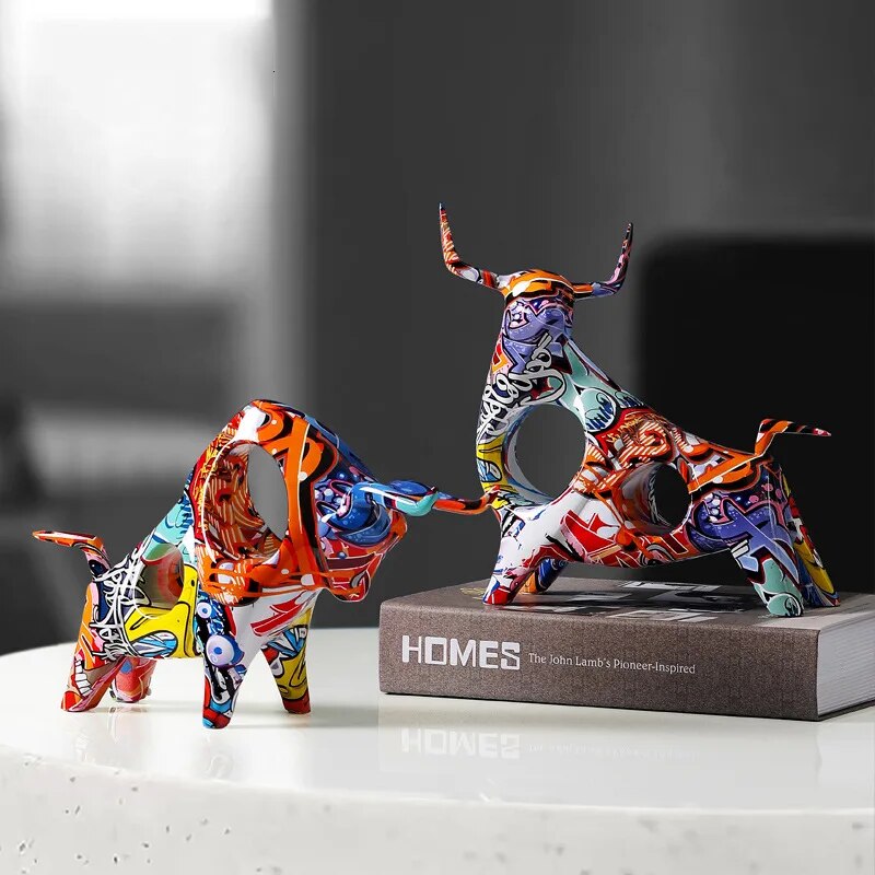 Kunst Bunter Stier Skulptur