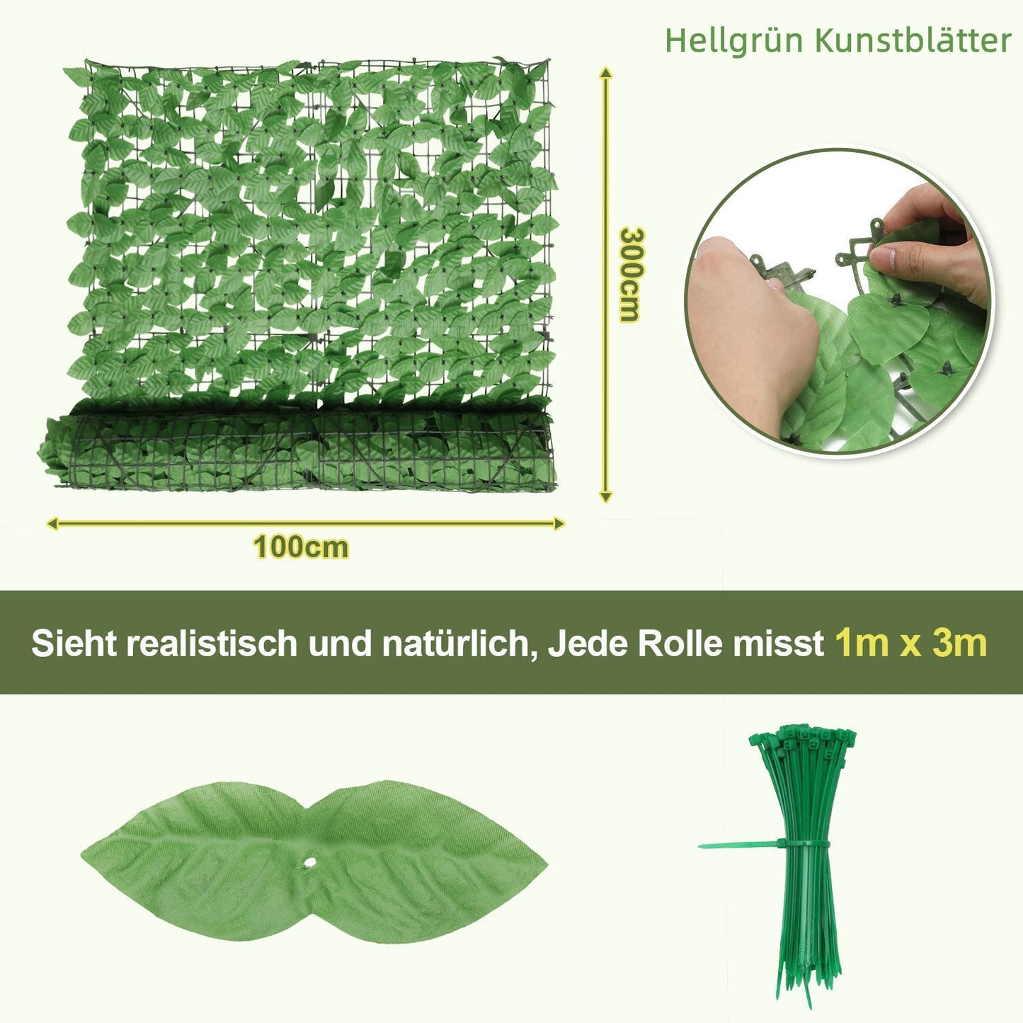Künstliche Efeu Hecke Sichtschutz 1x3m | Karnz