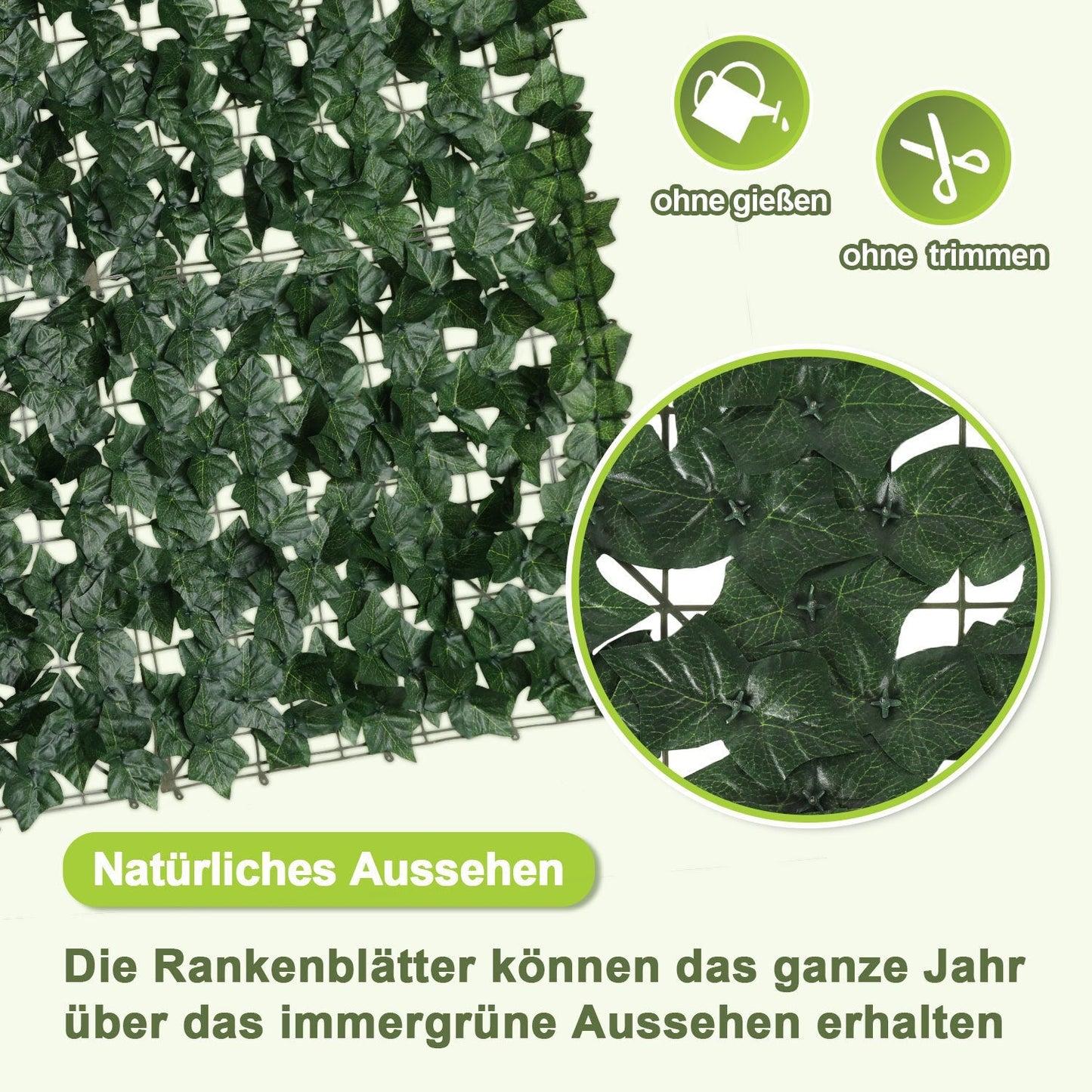 Künstliche Efeu Hecke Sichtschutz 1x3m | Karnz