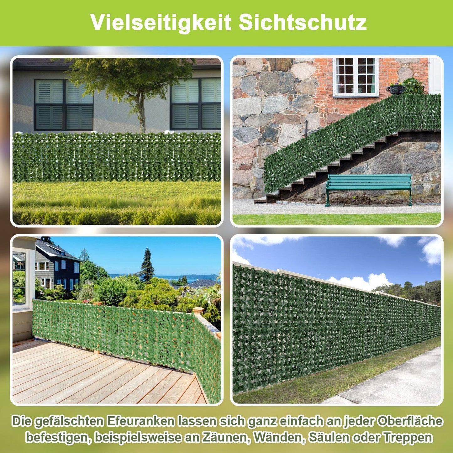 Künstliche Efeu Hecke Sichtschutz 1x3m | Karnz
