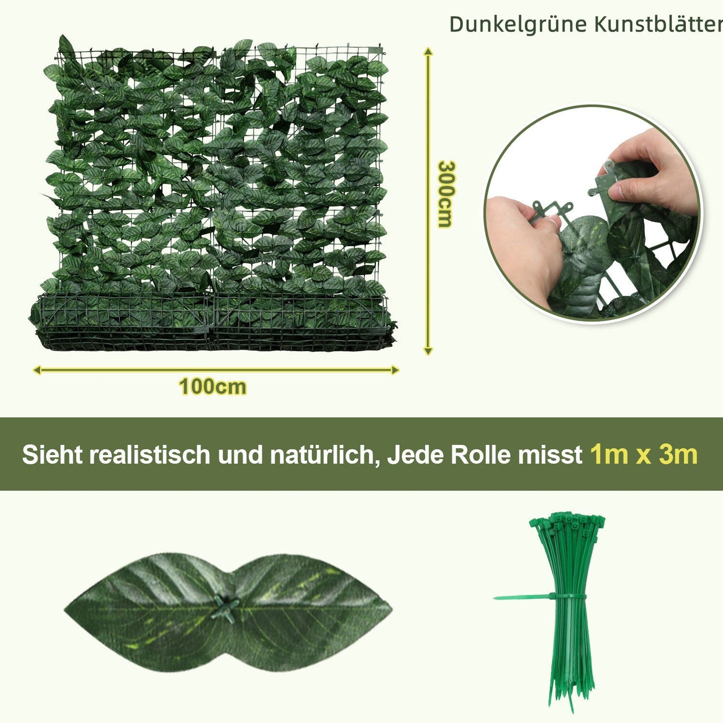 Künstliche Efeu Hecke Sichtschutz 1x3m | Karnz
