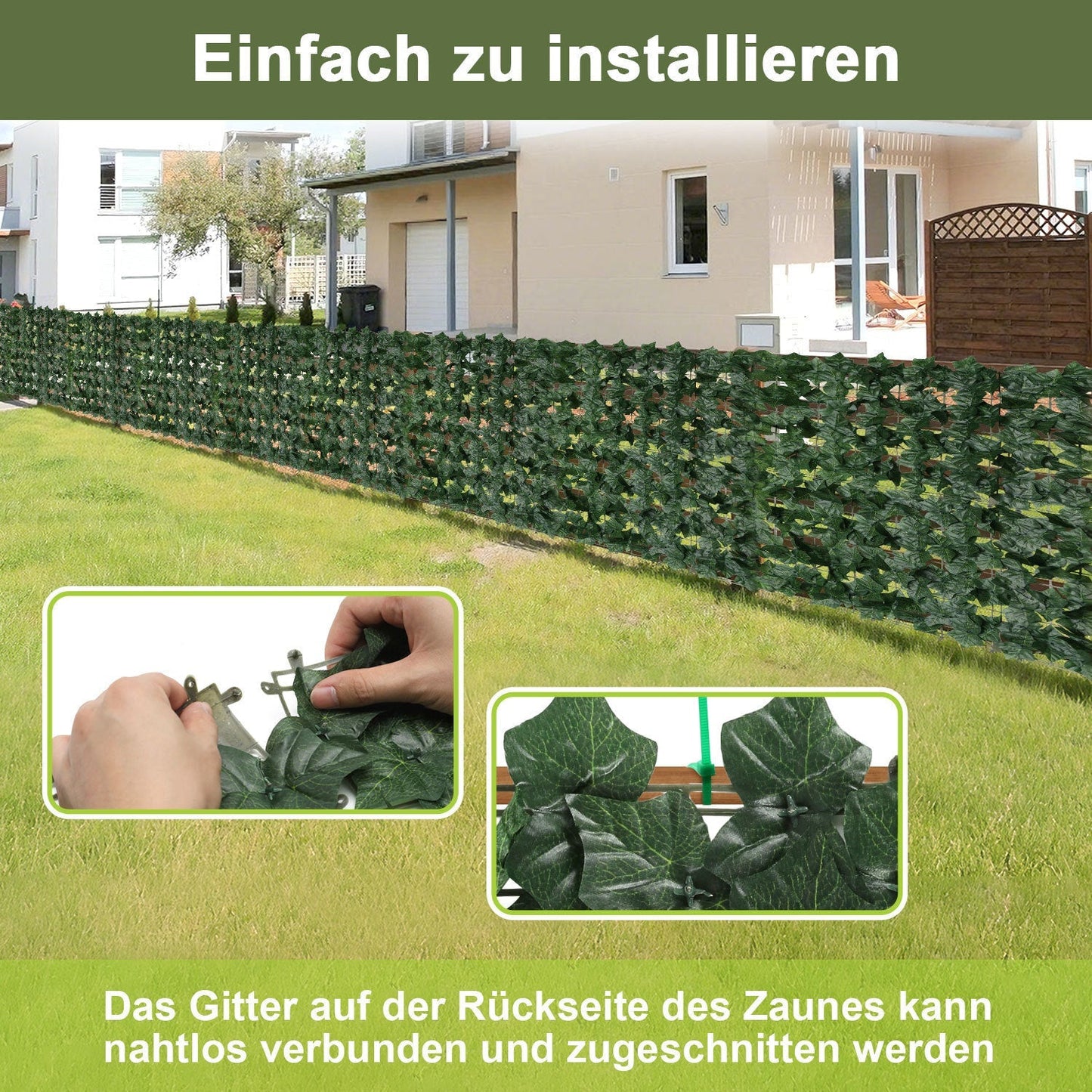 Künstliche Efeu Hecke Sichtschutz 1x3m | Karnz