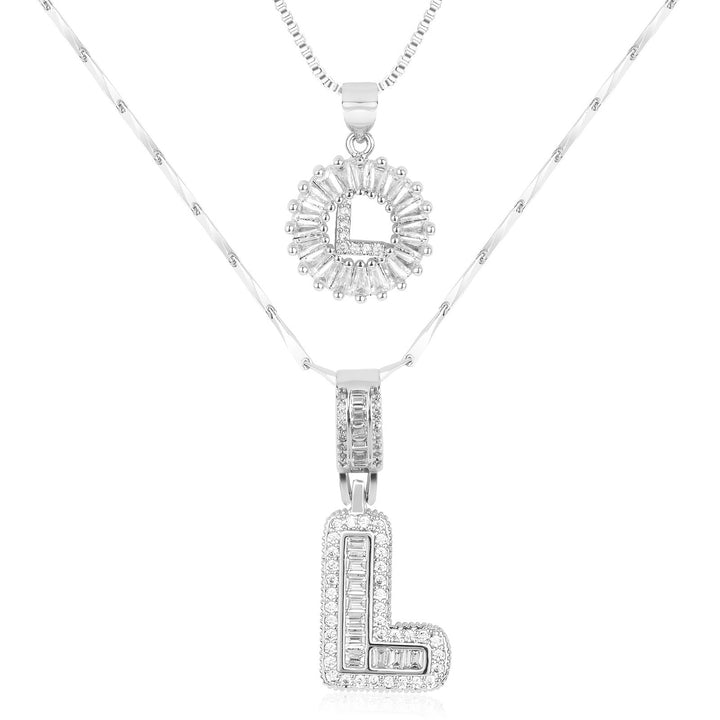 Karnz | 2pc 14k Diamant Buchstaben Initialen Halsketten