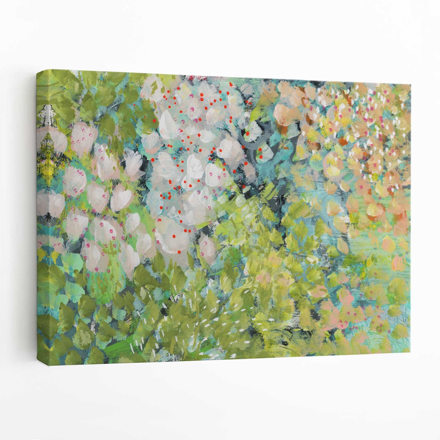 Abstrakter grüner Blumenkunst-Leinwanddruck