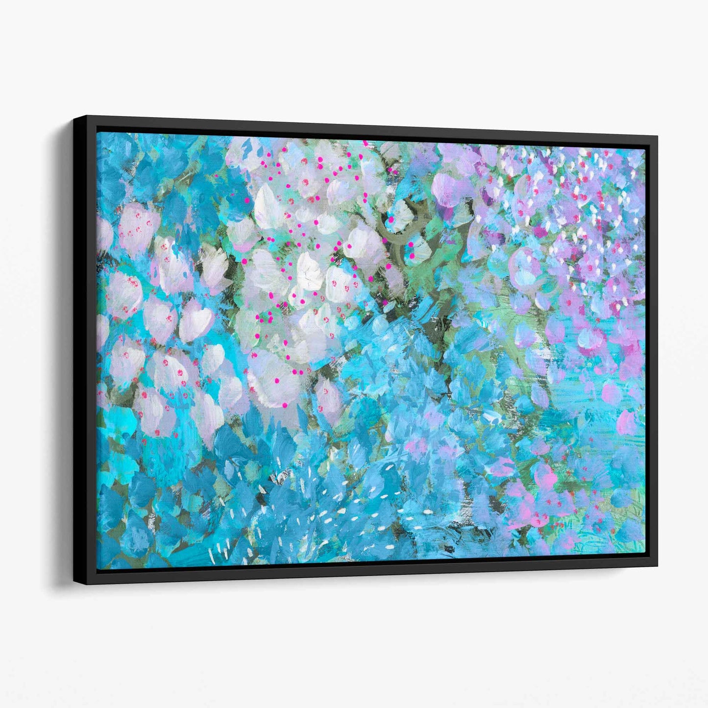 Abstrakte florale Leinwandbilder in Blau