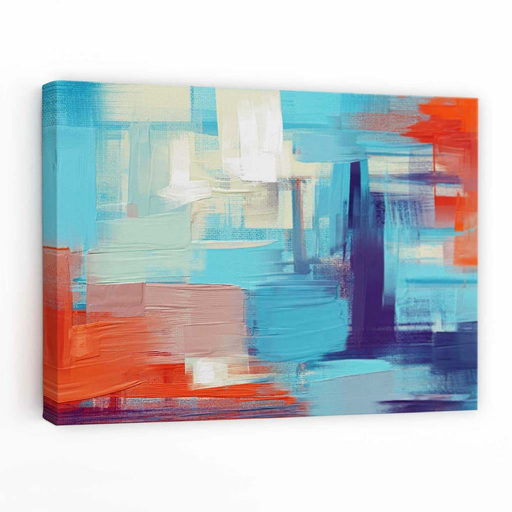 Abstrakter Sonnenuntergang in Blau, Lila und Orange – Leinwanddruck