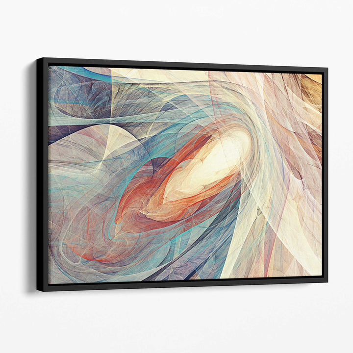 Abstrakter blau-orangefarbener Kunstdruck auf Leinwand