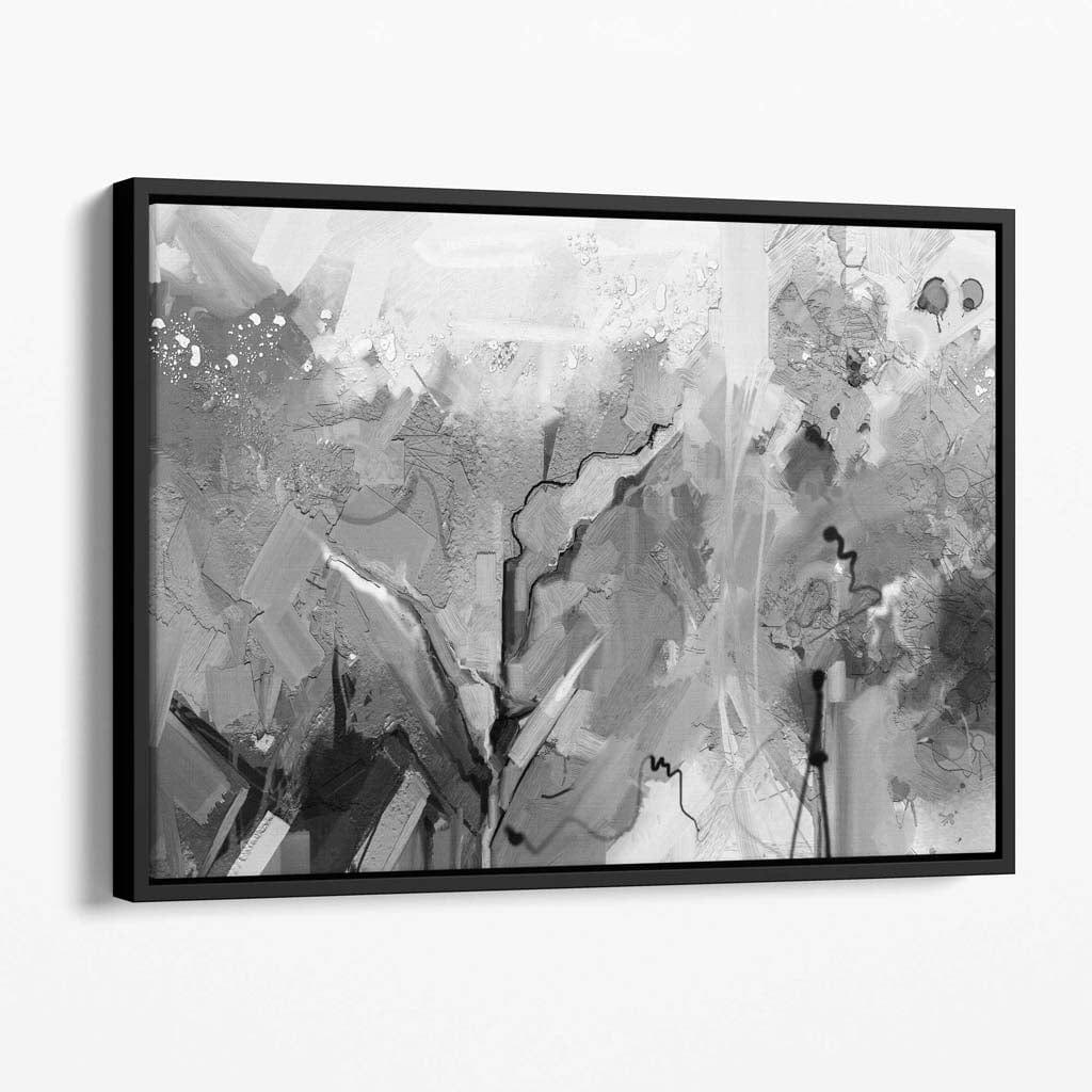 Abstrakte Wandmalerei auf Leinwand in Schwarz-Weiß