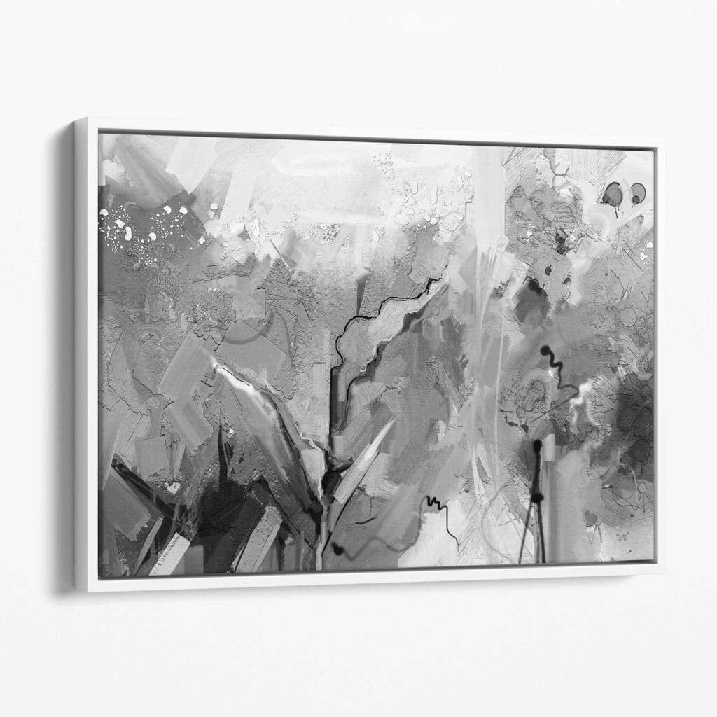 Abstrakte Wandmalerei auf Leinwand in Schwarz-Weiß