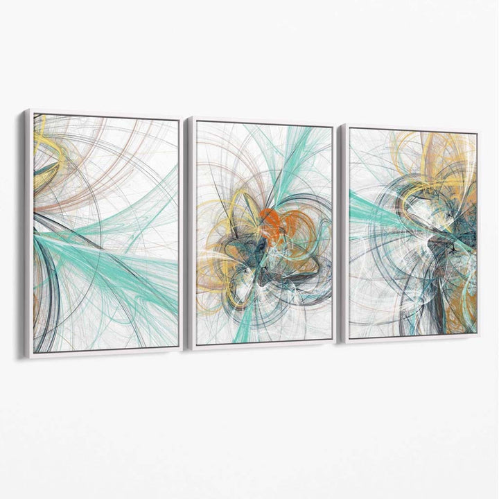 Abstraktes Wandbild aus Leinwand in Mintgrün und Grau (Mixed Media)