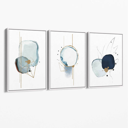 Abstraktes Wintermotiv, Marinegold, Leinwand-Set (3-teilig)