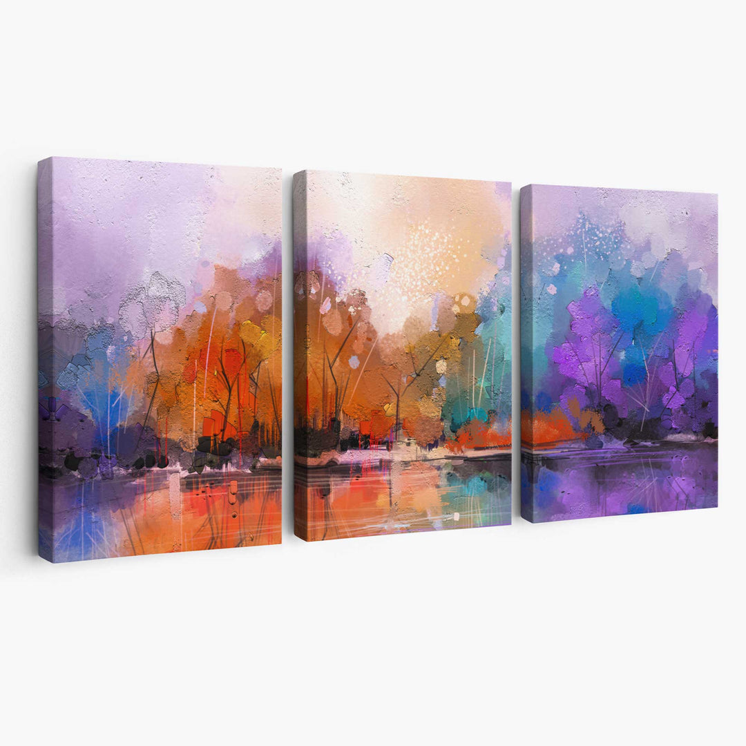 Abstraktes Wandbild „Fliederwald“ auf Leinwand