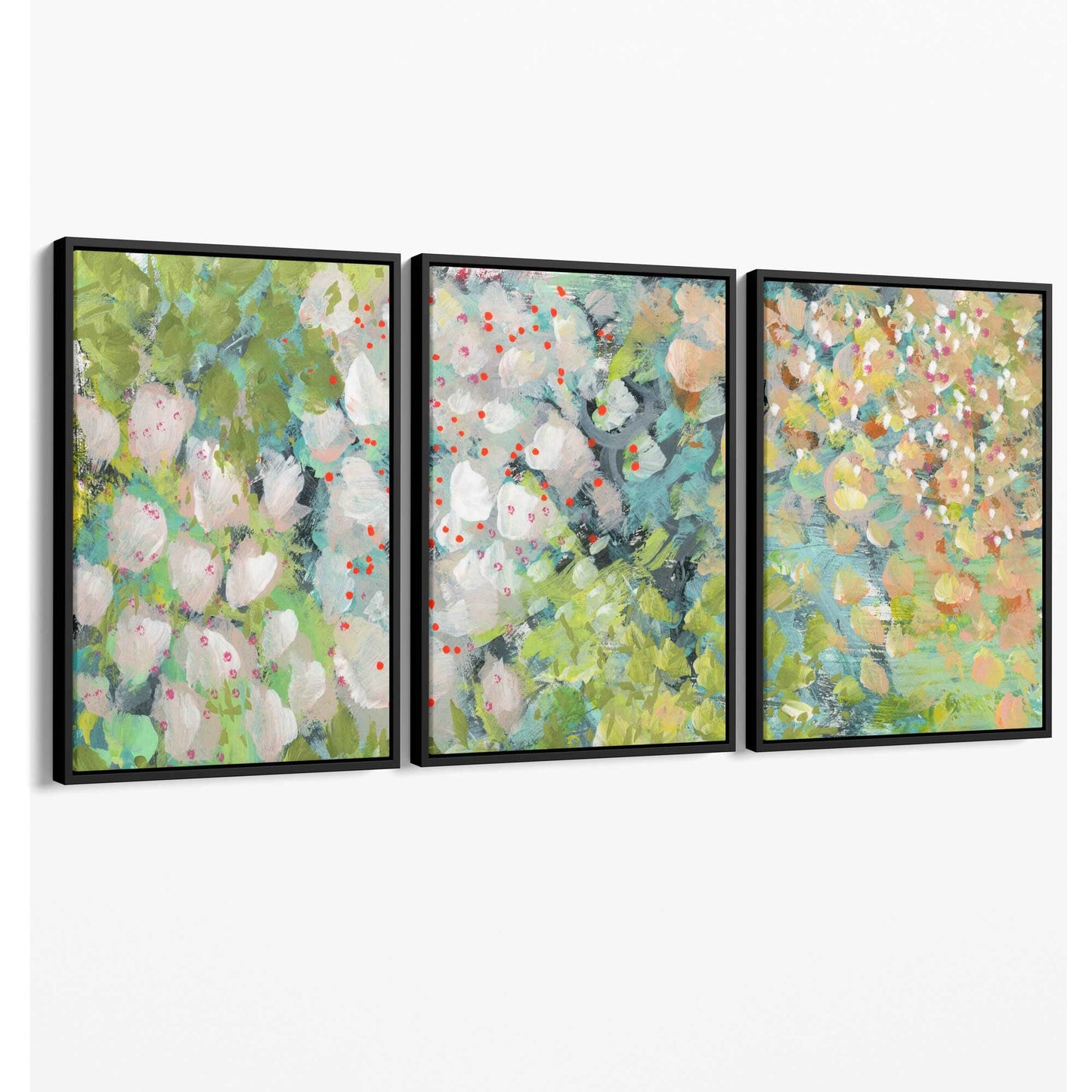 Abstrakte grüne Blumenkunst auf Leinwand